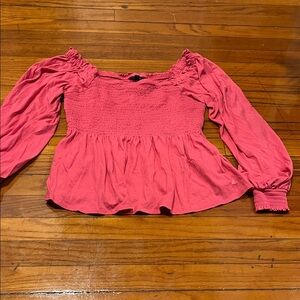 Nautica Pink Smocked Blouse
